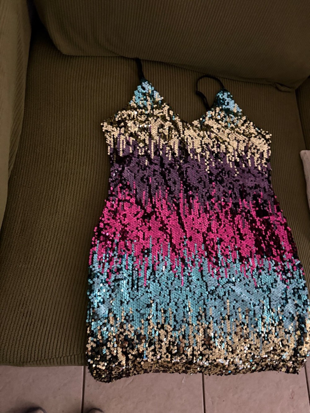 Source Unknown Multicolor Sequin Mini Dress - Black, Purple, Pink, Blue, Gold